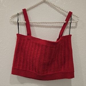 H&M Red Rib-Knit Camisole Top Size M